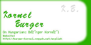 kornel burger business card